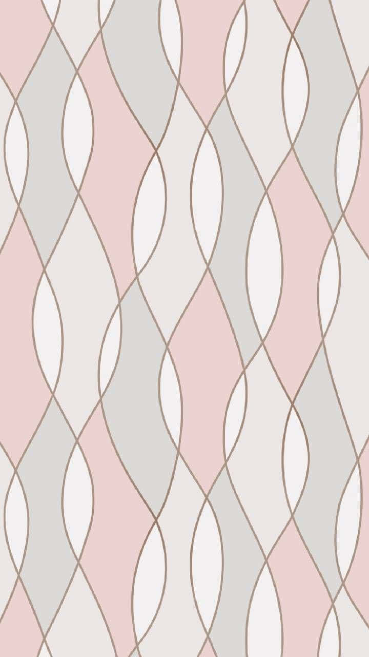 A Pink And Grey Wallpaper With Wavy Lines Wallpaper