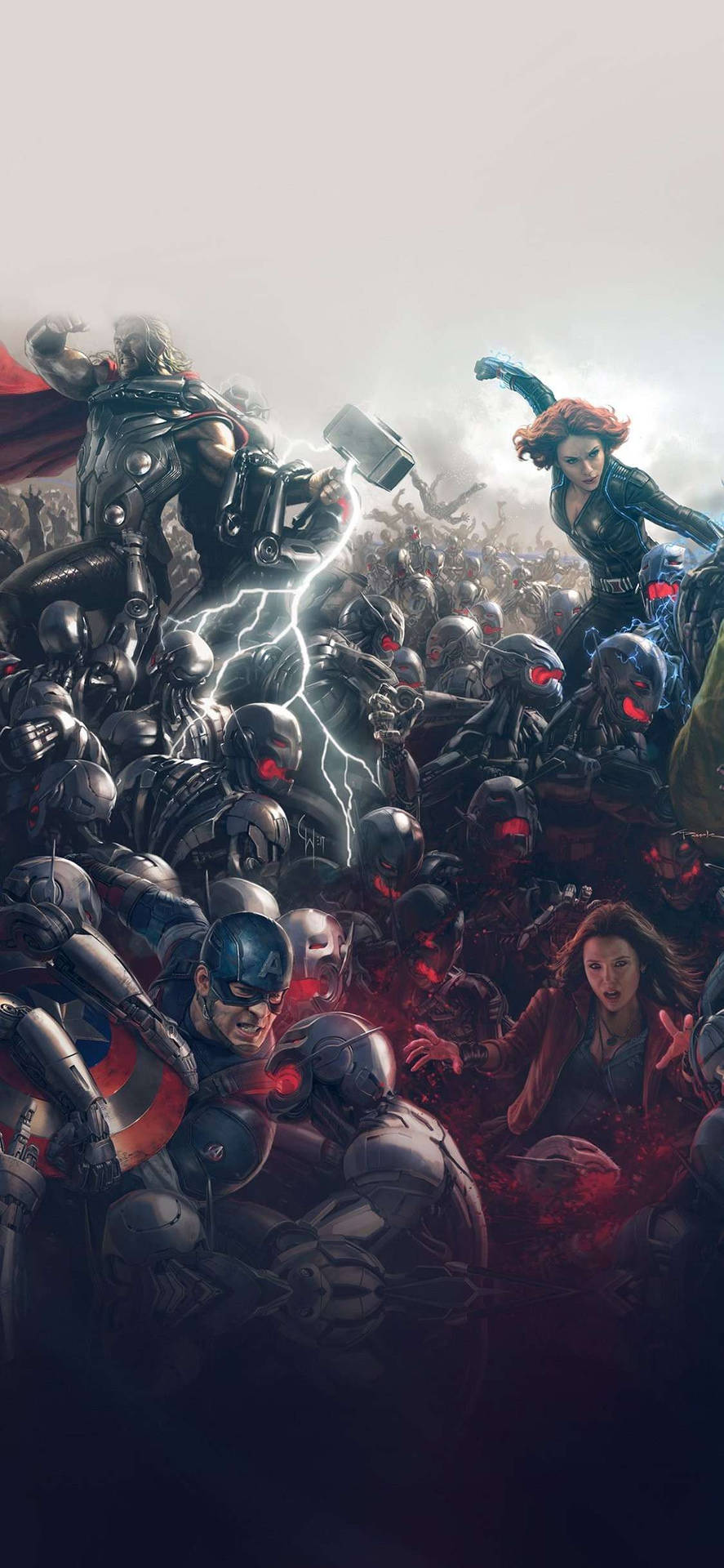 Gråoch Röd Avengers Iphone X. Wallpaper