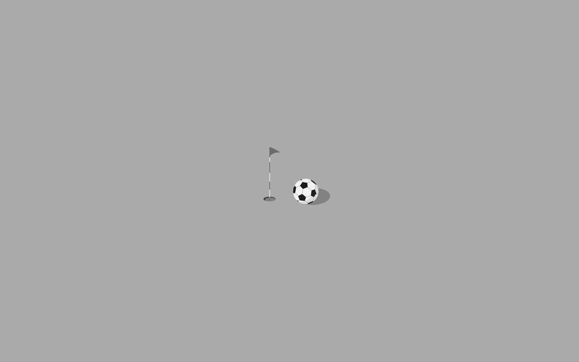 Golf Hole And Soccer Ball Grey Background