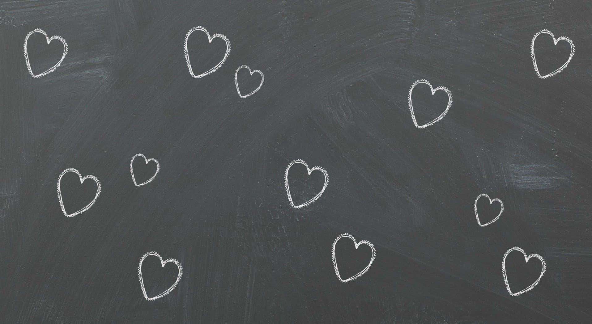 Chalk Drawing Of Hearts Grey Background