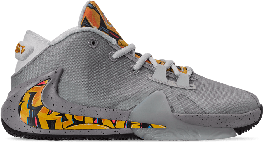 Grey Basketball Shoewith Colorful Details PNG