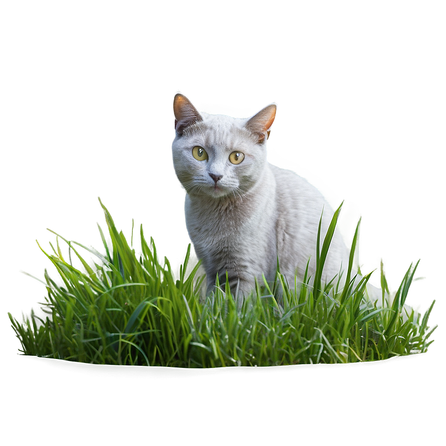 Grey Cat In Grass Png 13 PNG