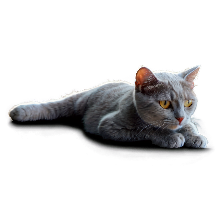 Grey Cat Lying Down Png 27 PNG