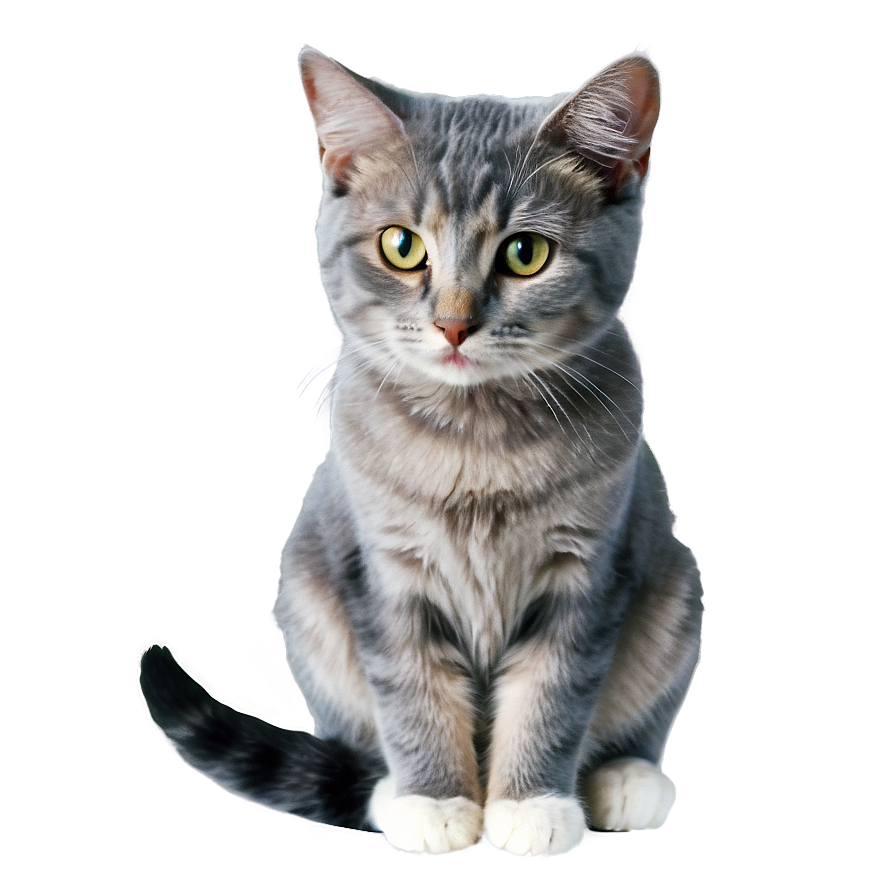 Grey Cat Sitting Png 06252024 PNG