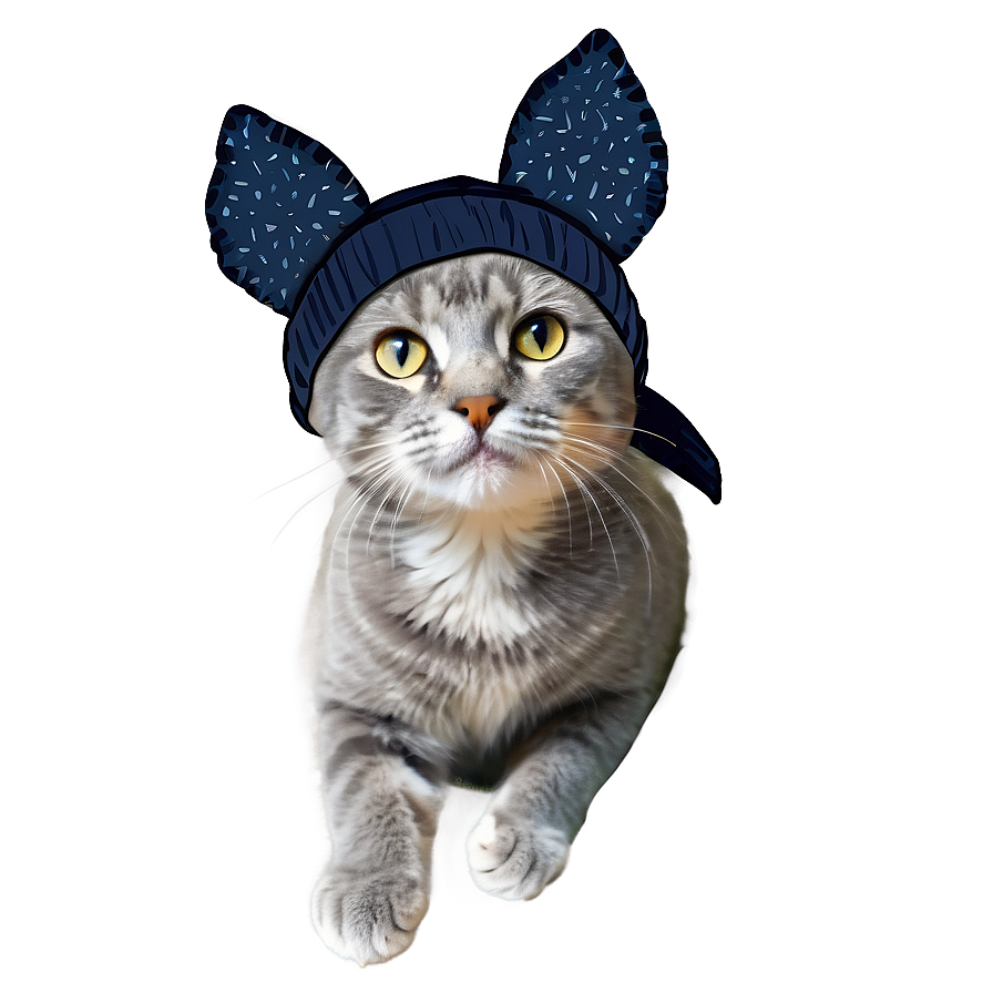 Grey Cat With Hat Png 06252024 PNG