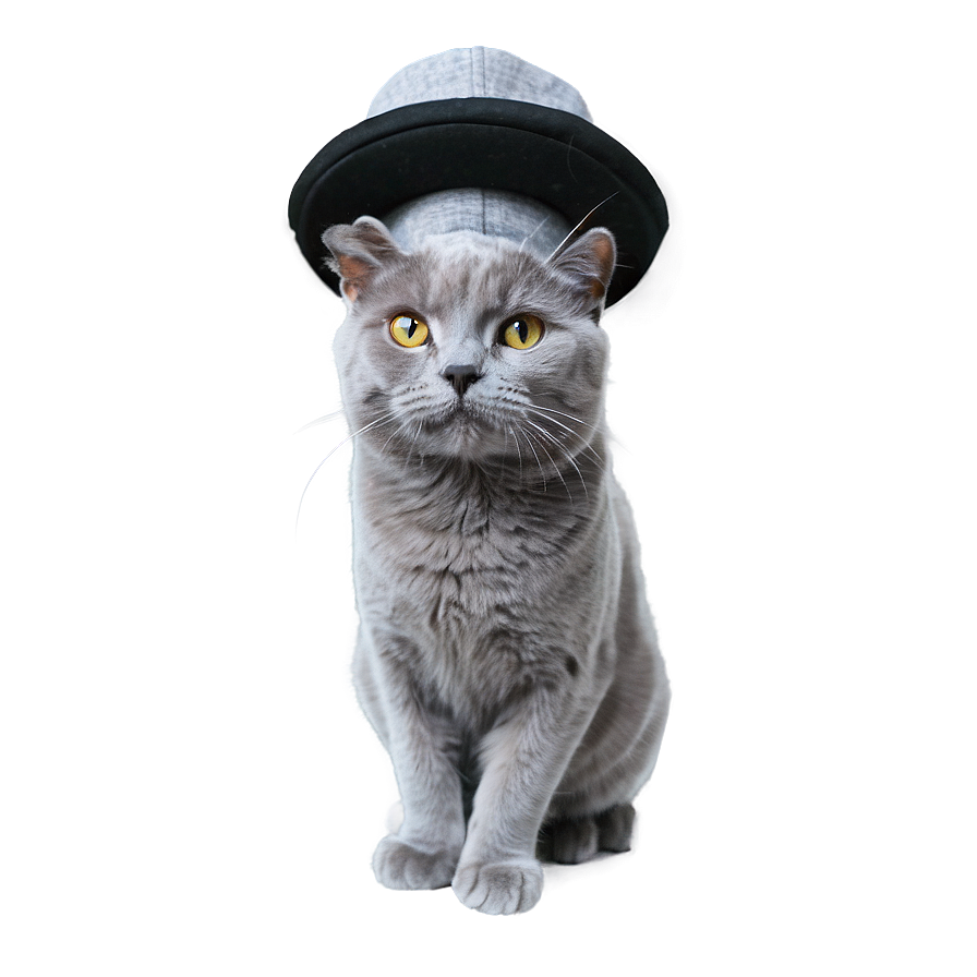 Grey Cat With Hat Png Ans PNG