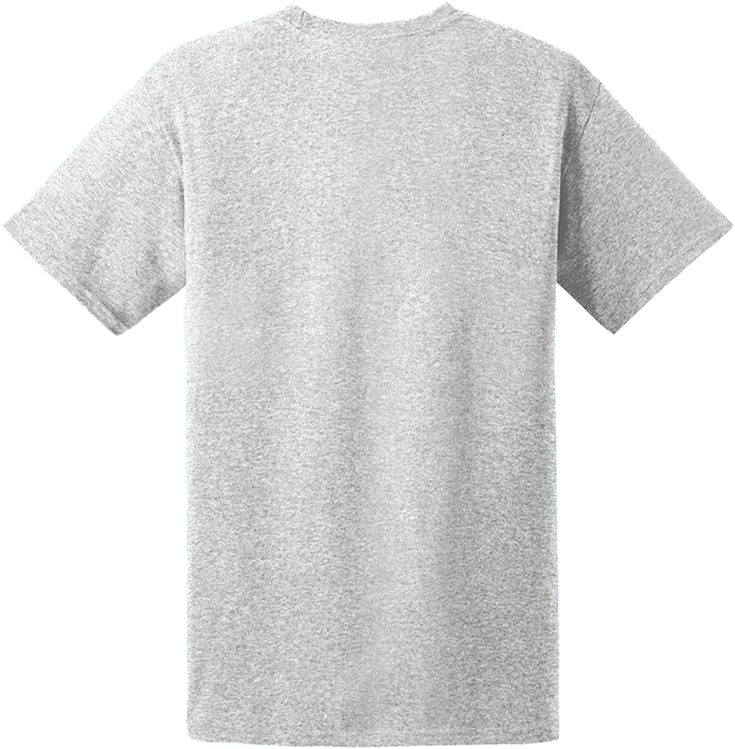 Grey Cotton T Shirt Back View PNG