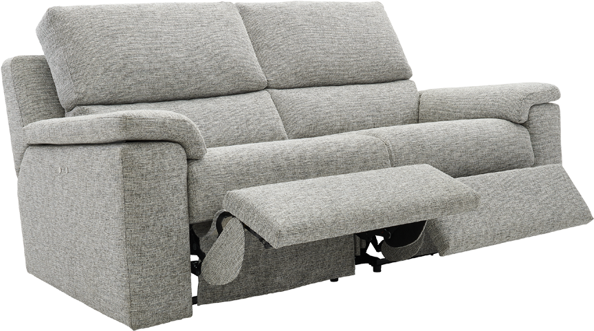 Grey Fabric Recliner Sofa PNG