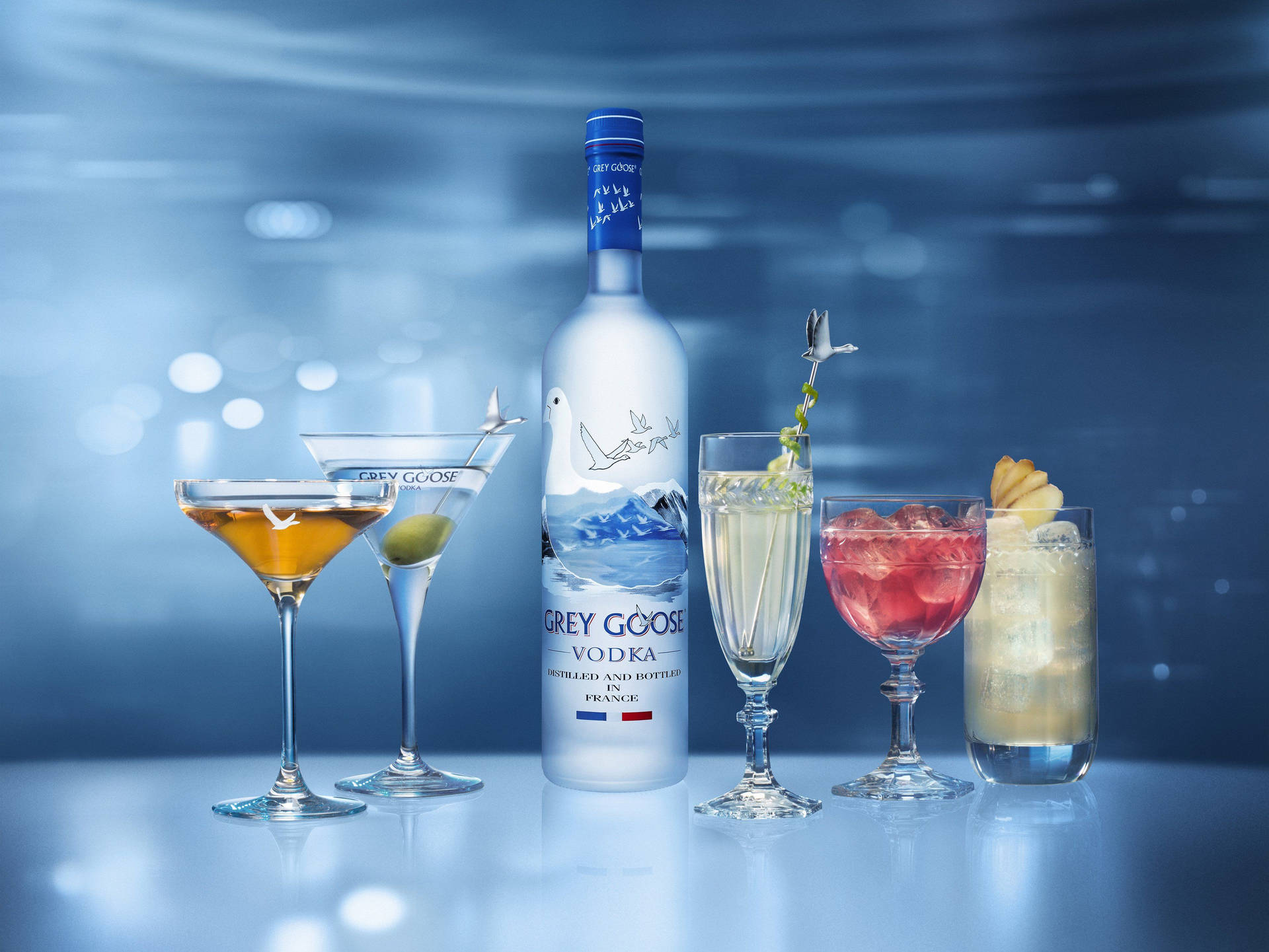 Grey Goose Vodka And Cocktail Drinks Wallpaper