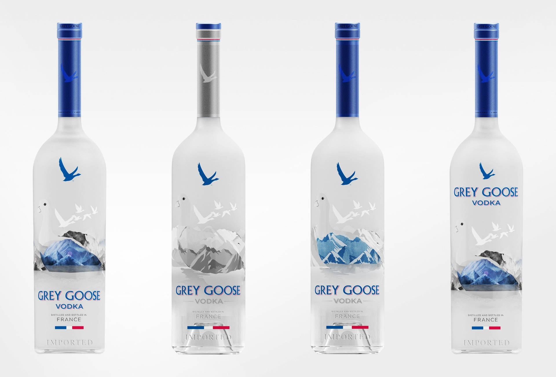 Grå Gås Vodka i grå og blå nuancer Wallpaper