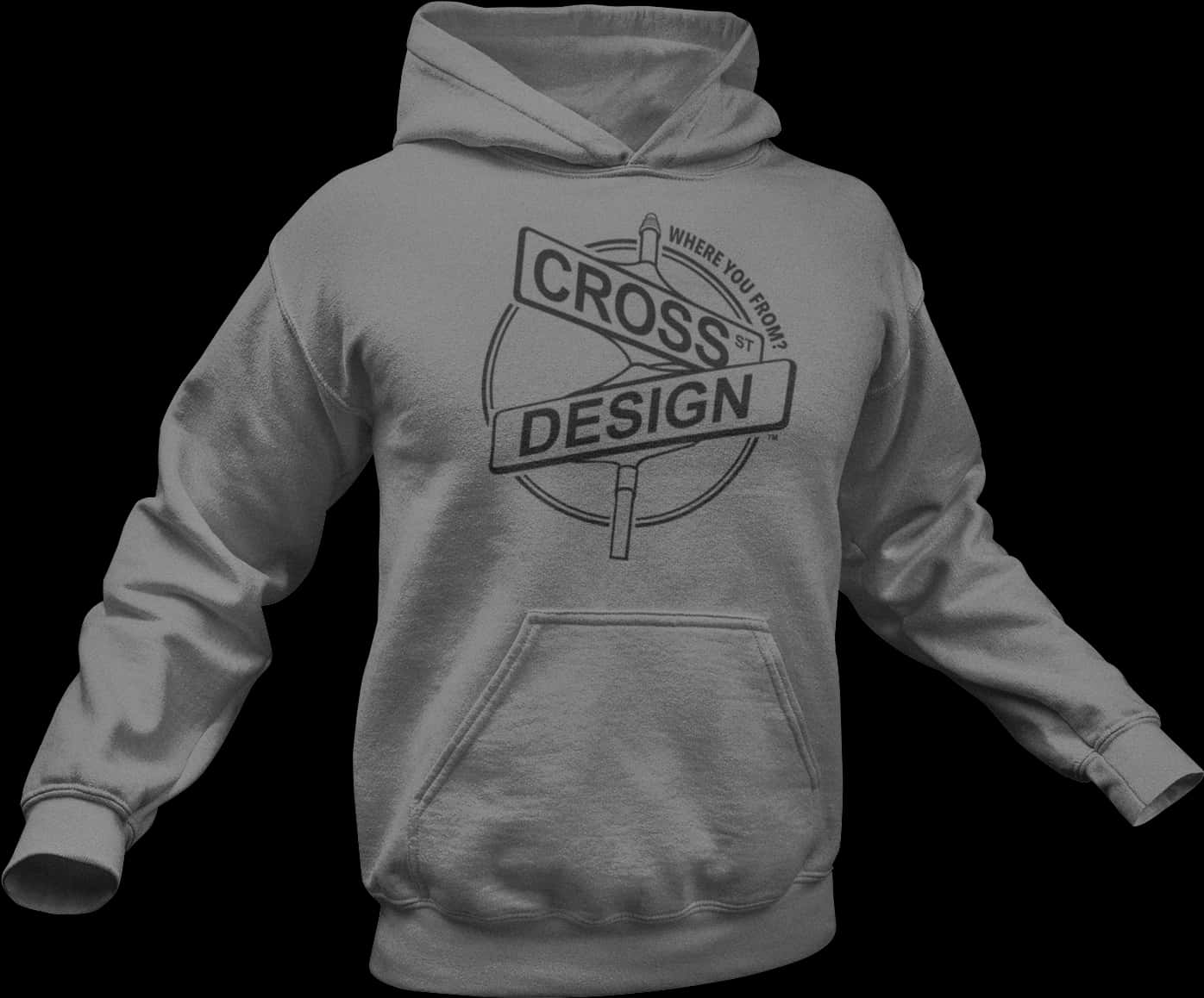 Grey Hoodie Cross Design Graphic PNG