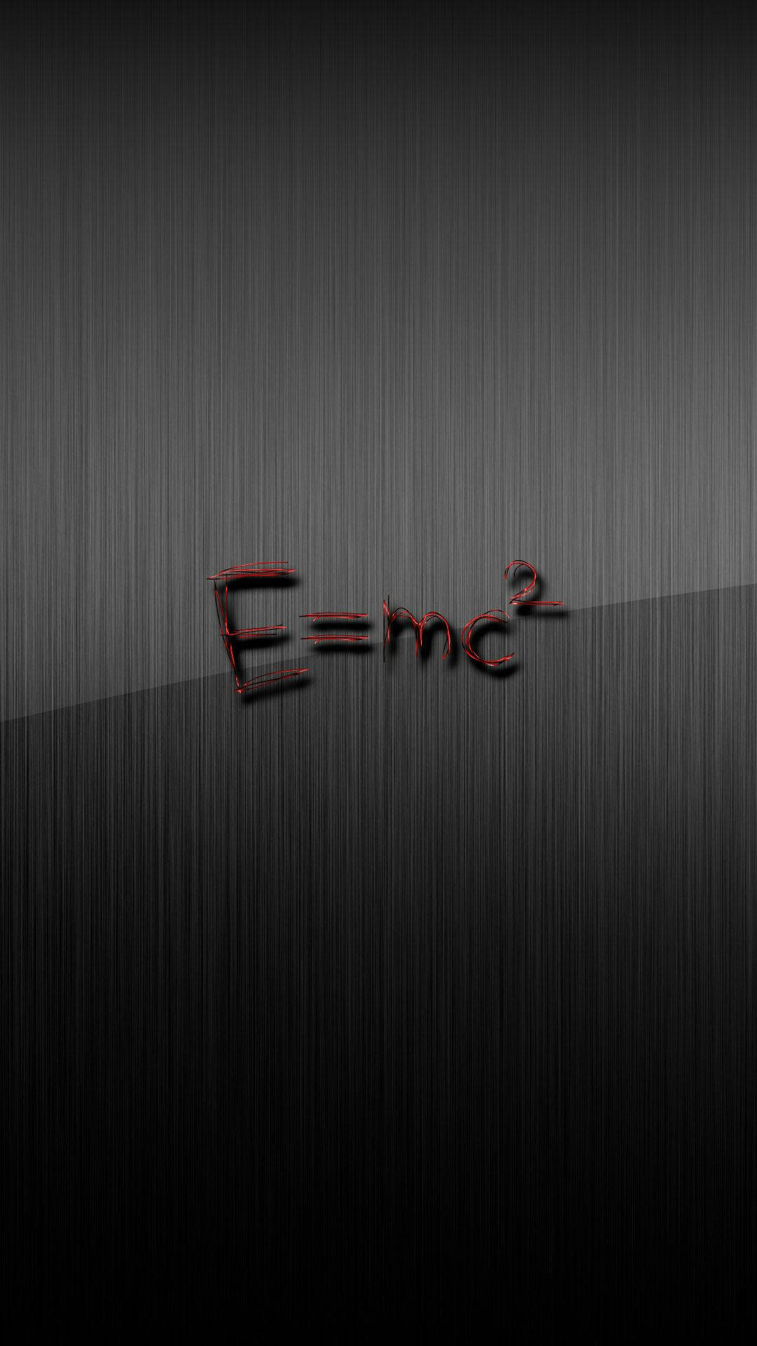 Grey iPhone showcasing Einstein's theory equation wallpaper. Wallpaper