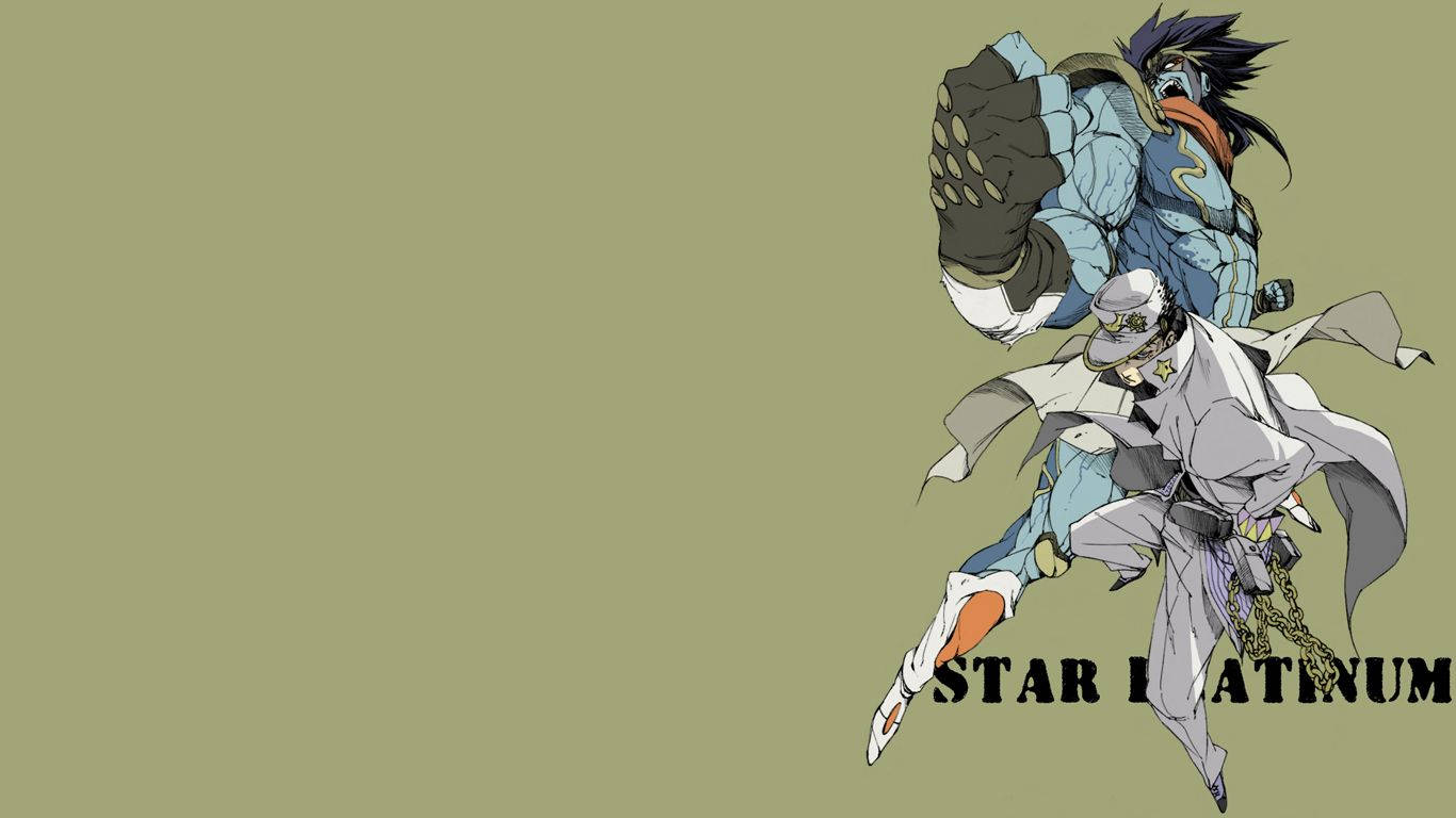 Jotaro Kujo and Star Platinum unite in battle. Wallpaper