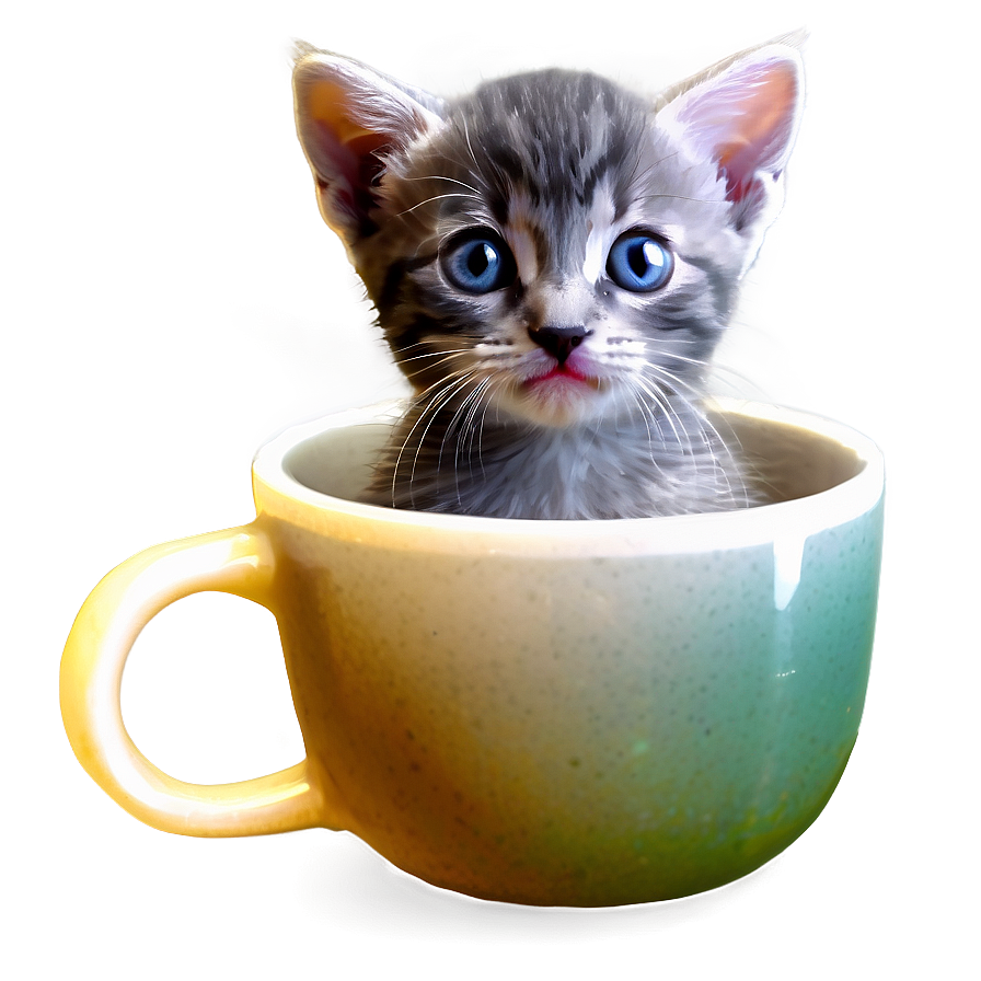 Grey Kitten In Cup Png 71 PNG