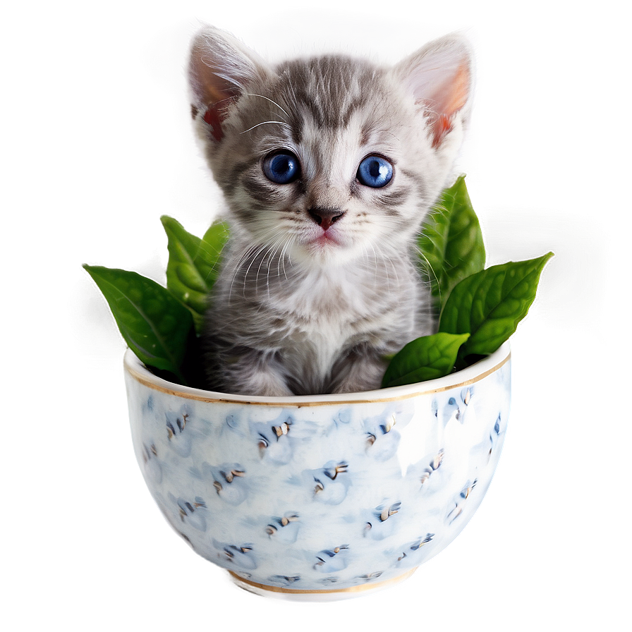 Grey Kitten In Cup Png Ddt2 PNG