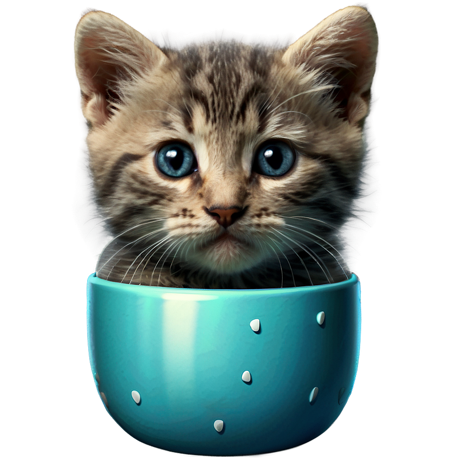 Grey Kitten In Cup Png Rjm78 PNG