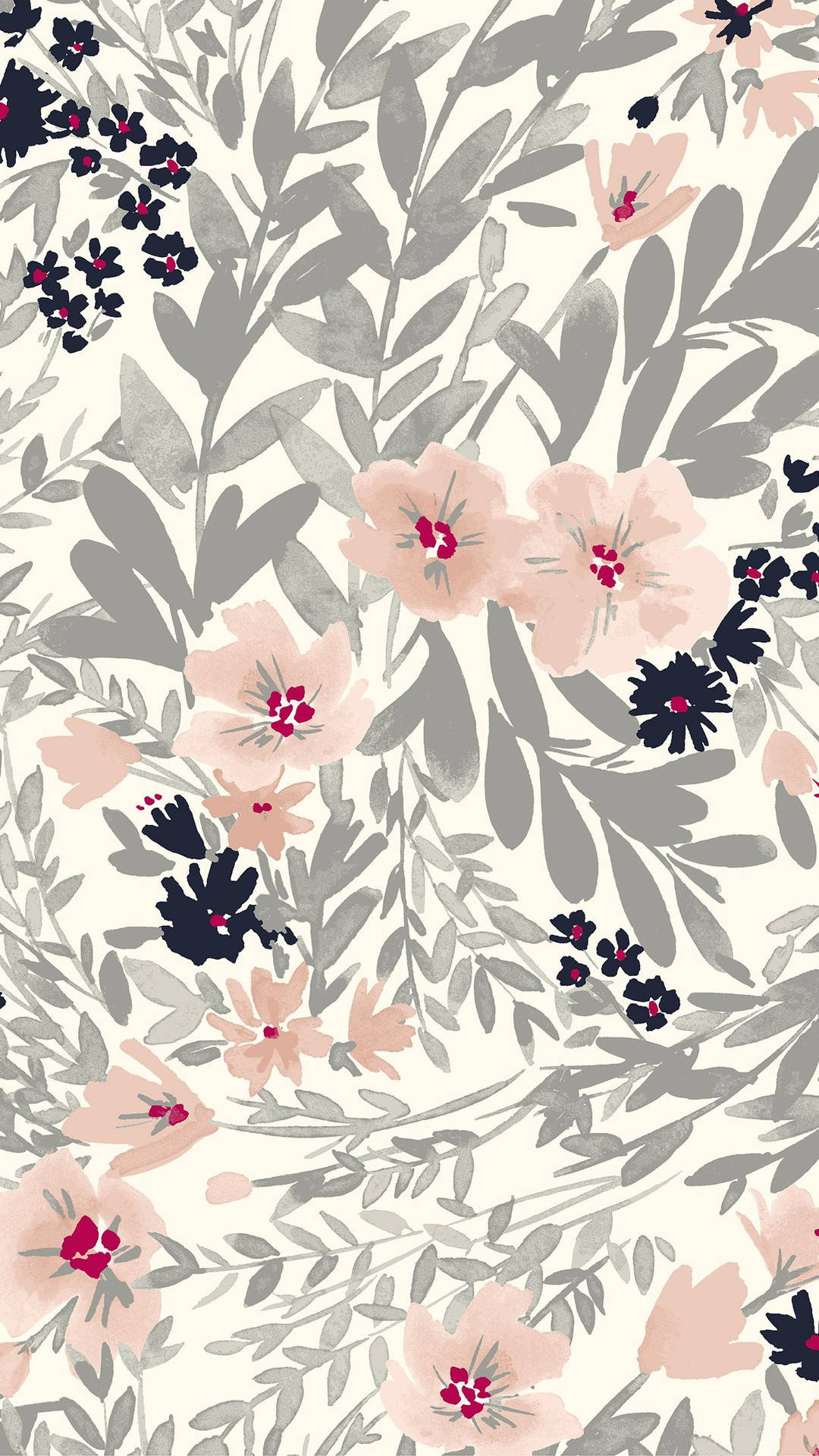 Grey Leaves Floral Iphone Wallpaper