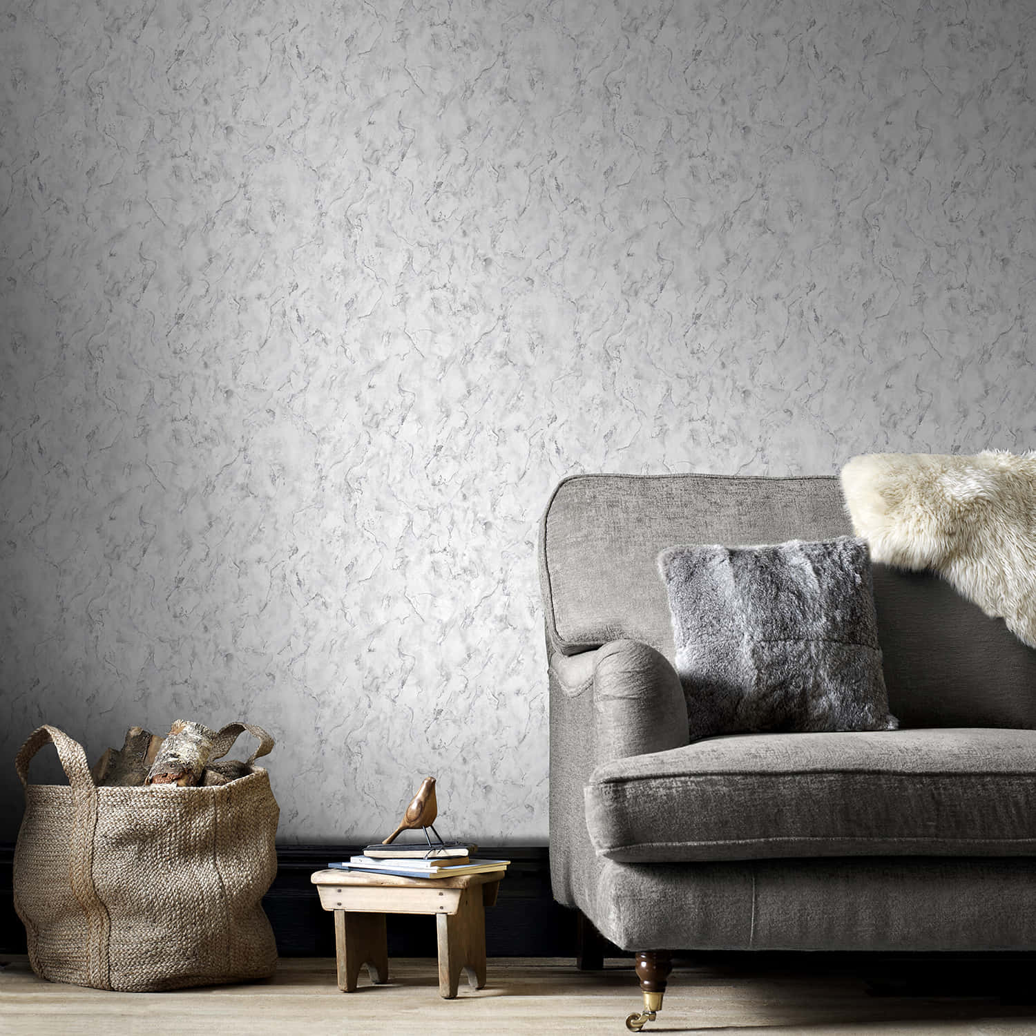 Grey Marble With Sofa Wallpaper