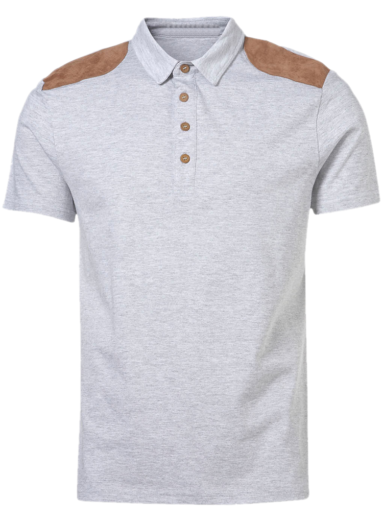 Grey Polo Shirtwith Brown Accents PNG