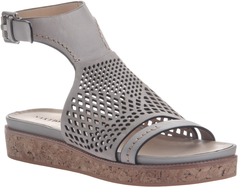 Grey Wedge Sandalwith Cutouts PNG