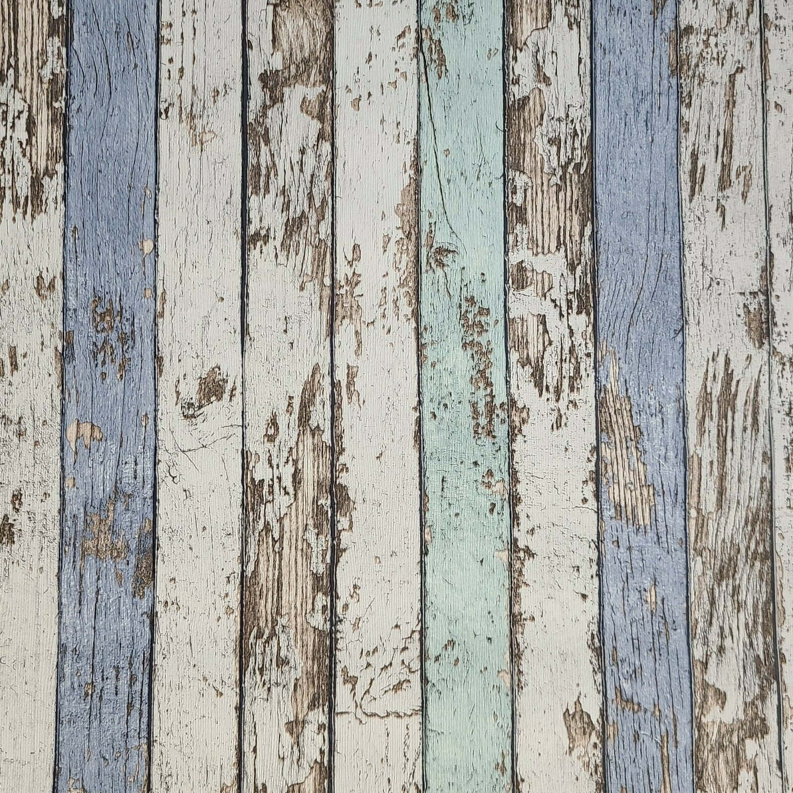 A Close Up Of A Wooden Plank With Blue And White Stripes