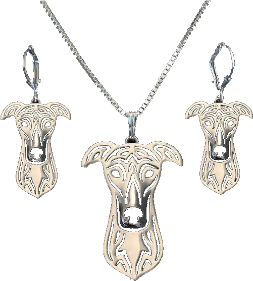 Greyhound Jewelry Set Silver PNG