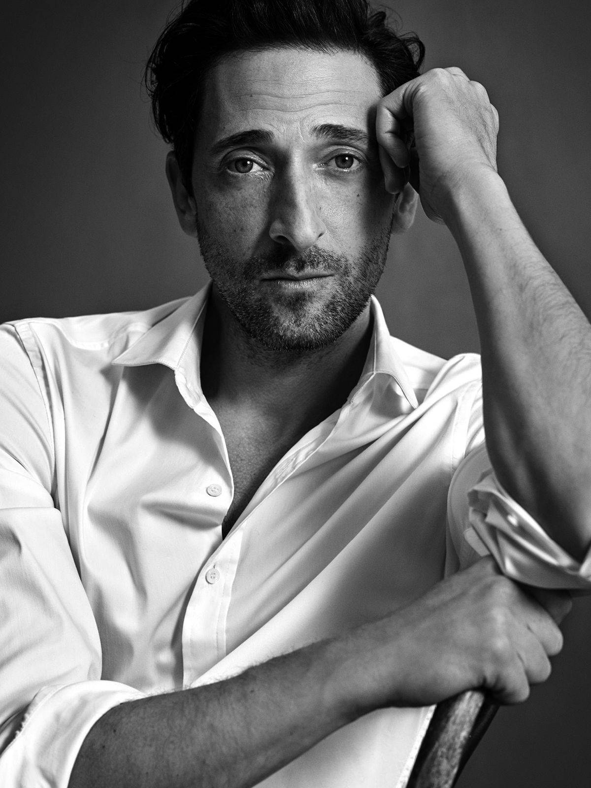 Greyscale Adrien Brody Male Face Wallpaper