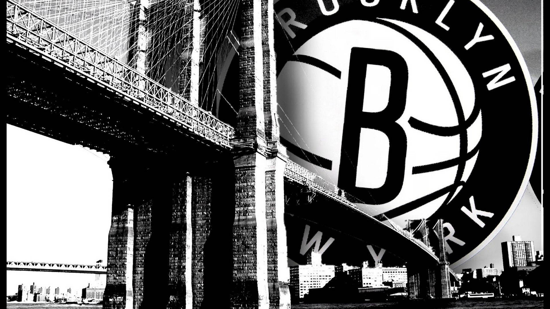 Logotipodos Brooklyn Nets Em Escalas De Cinza. Papel de Parede