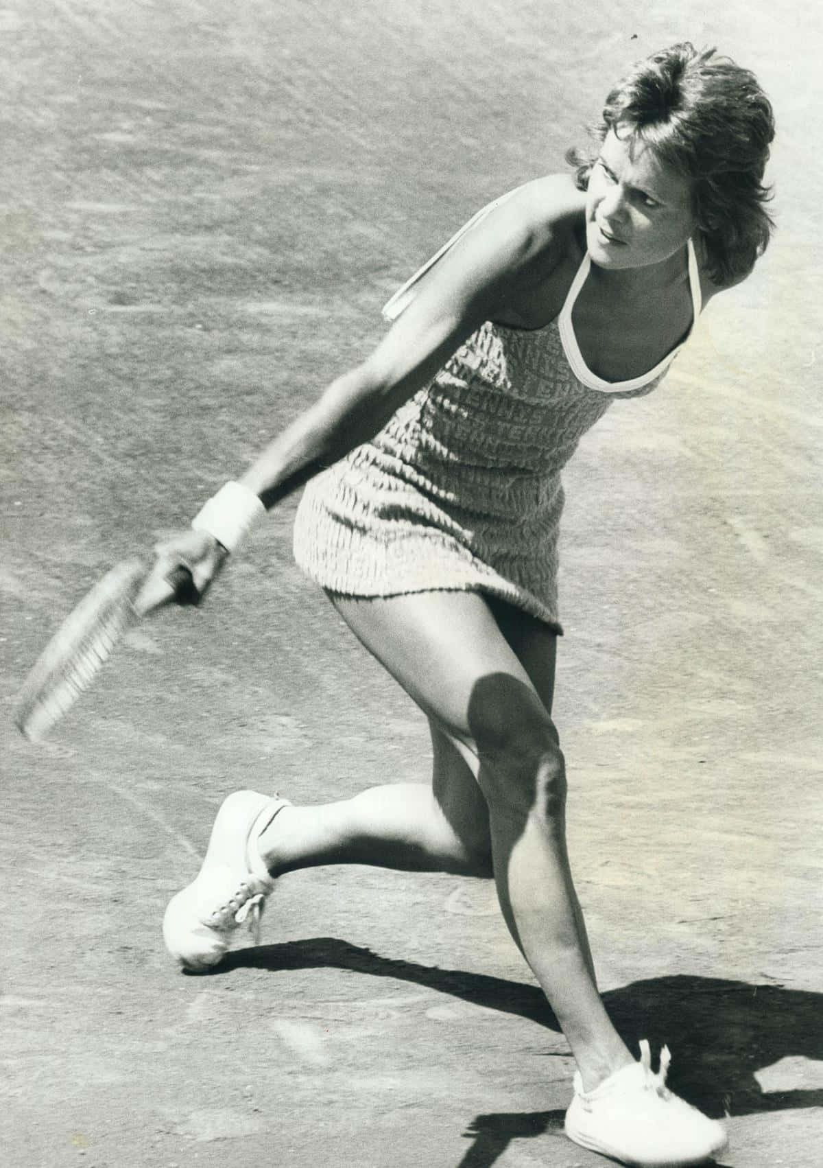Wallpaper - Gråtone Evonne Goolagong Cawley Tennis Spiller Tapet Wallpaper