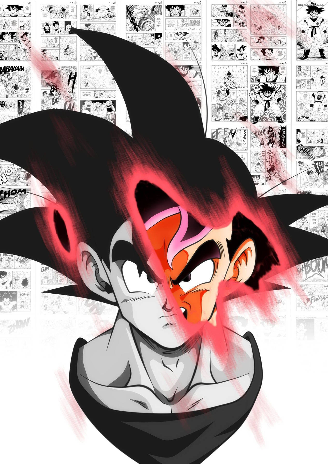Schwarzweiß Kioken Goku Porträt Wallpaper