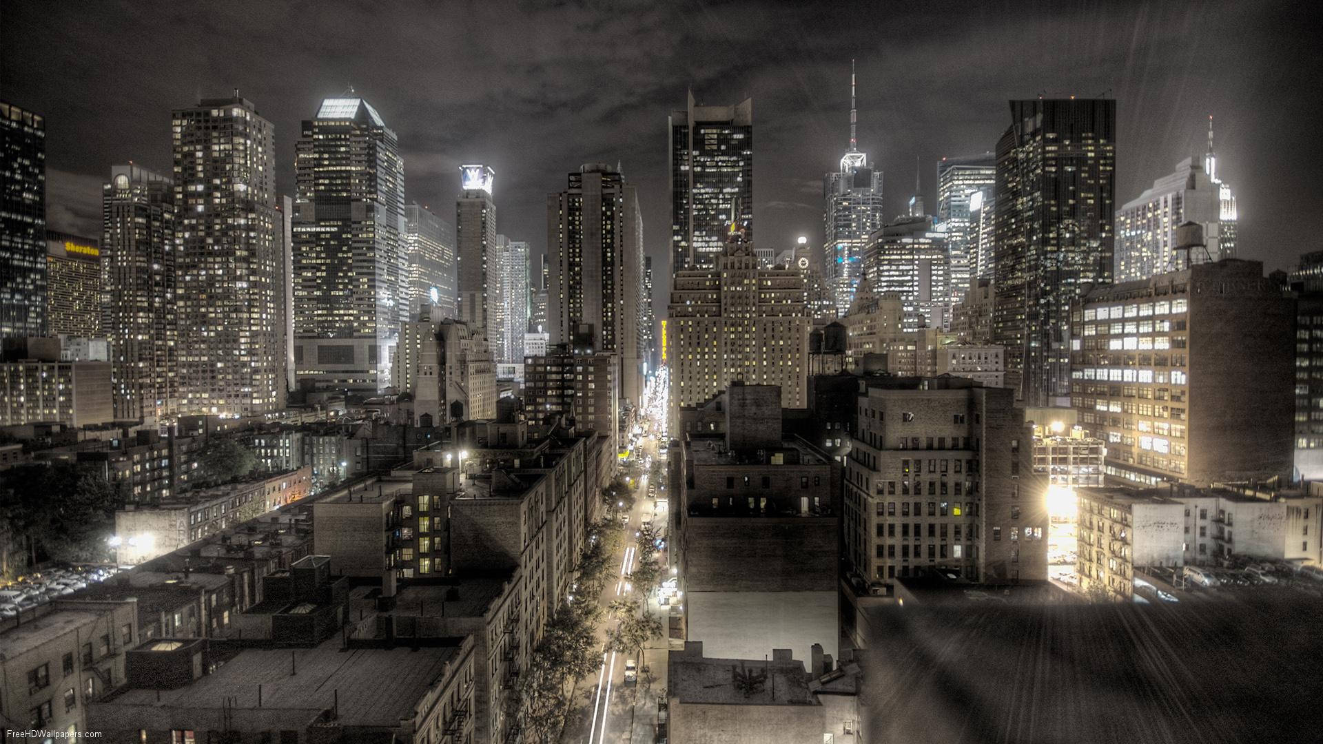 Greyscale Night Cityscape