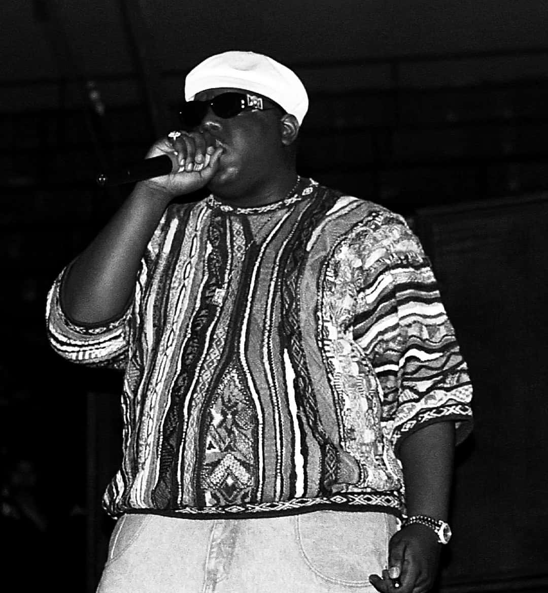 Greyscale Performing Hip Hop The Notorious Big Wallpaper