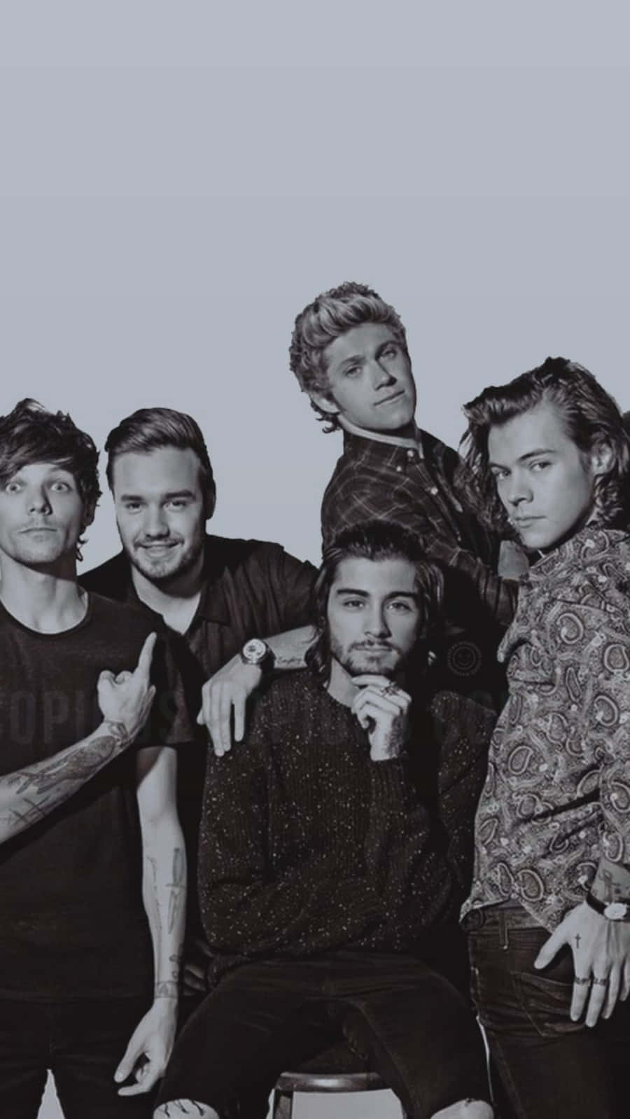 Greyscale Pop Boy Band 1 Direction Iphone Wallpaper