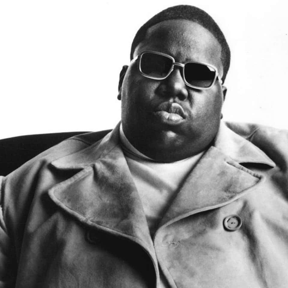 Download Greyscale The Notorious Big American Hip Hop Wallpaper | Wallpapers .com