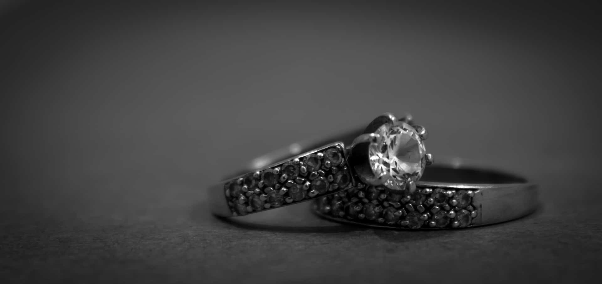 Greyscale Wedding Ring With Diamond Wallpaper
