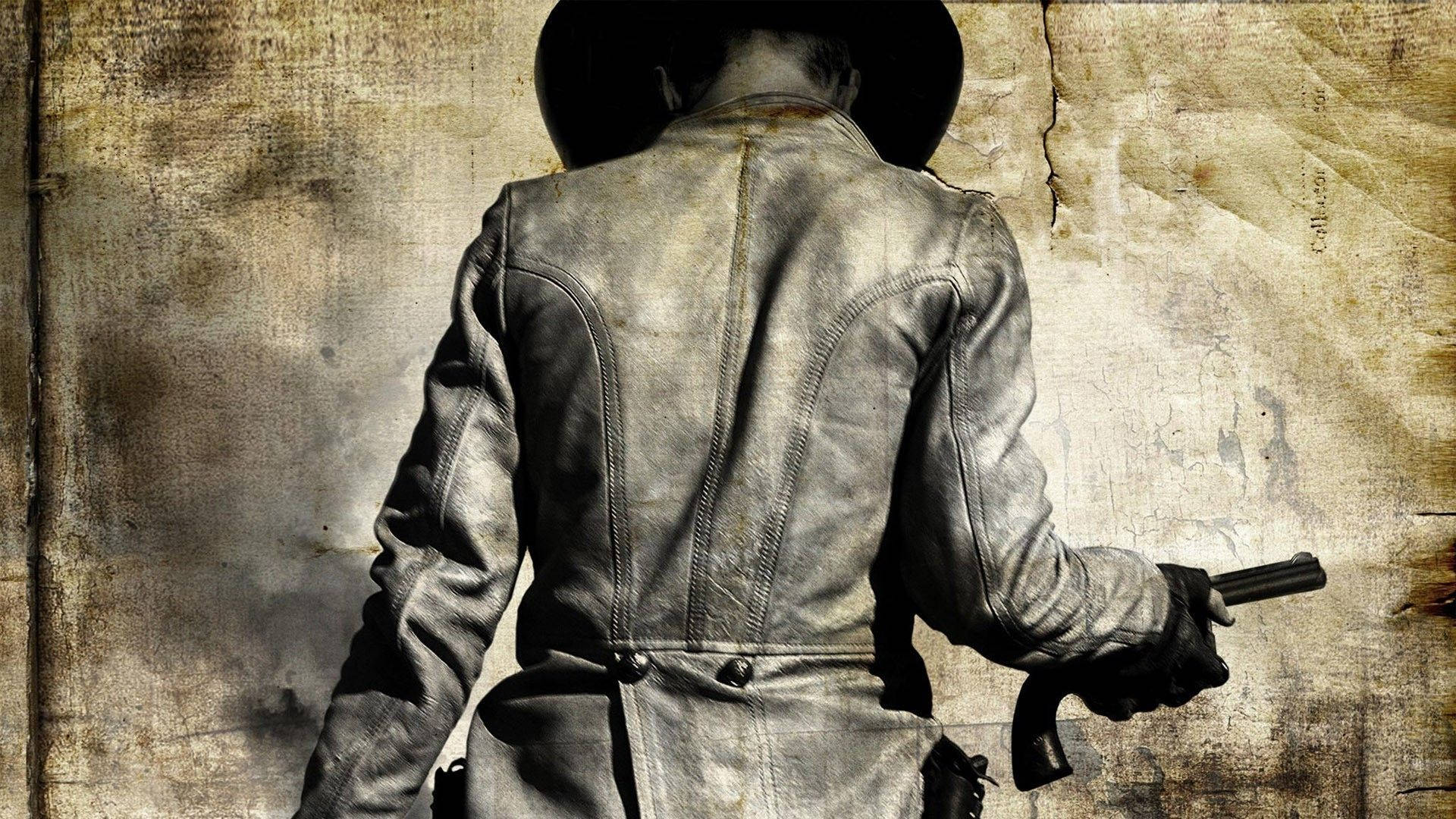 Greyscale Western Cowboy Wallpaper