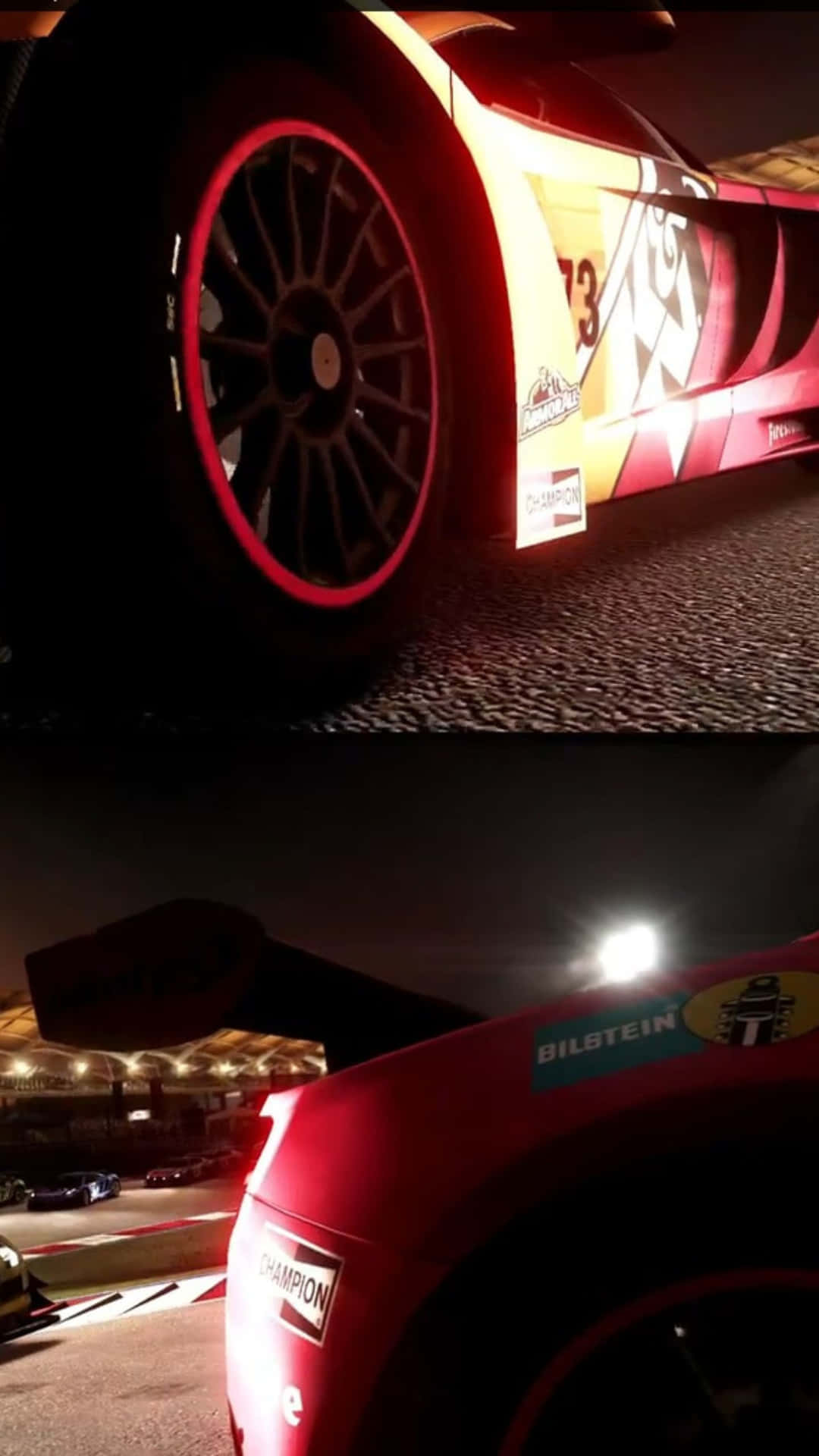 A Race Car Is Shown In Two Different Images