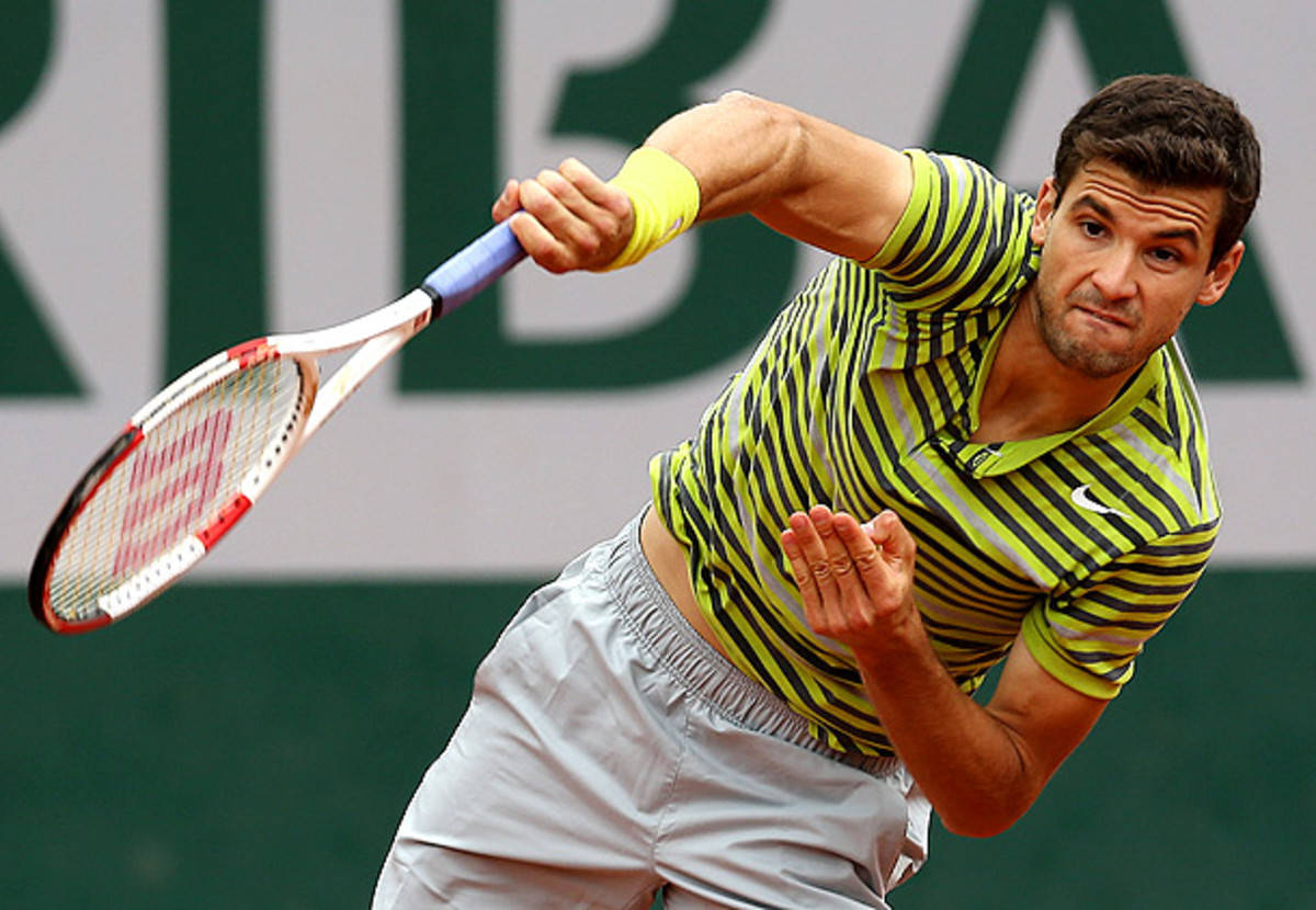 Tennis Star Grigor Dimitrov Looking Vibrant in Neon Striped Shirt Wallpaper