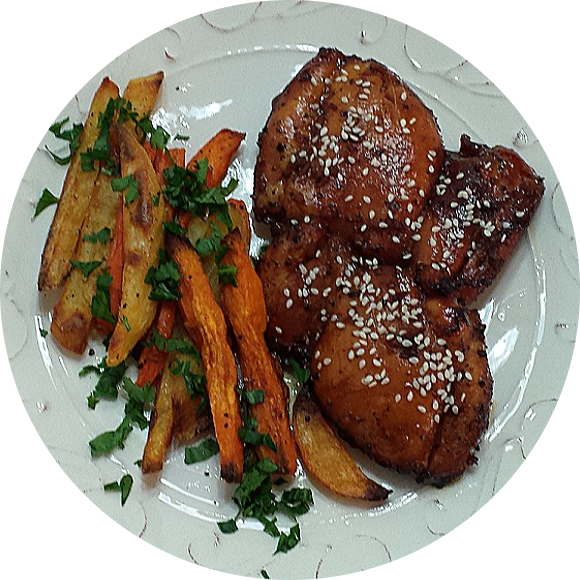 Grilled Chicken Sweet Potato Fries PNG