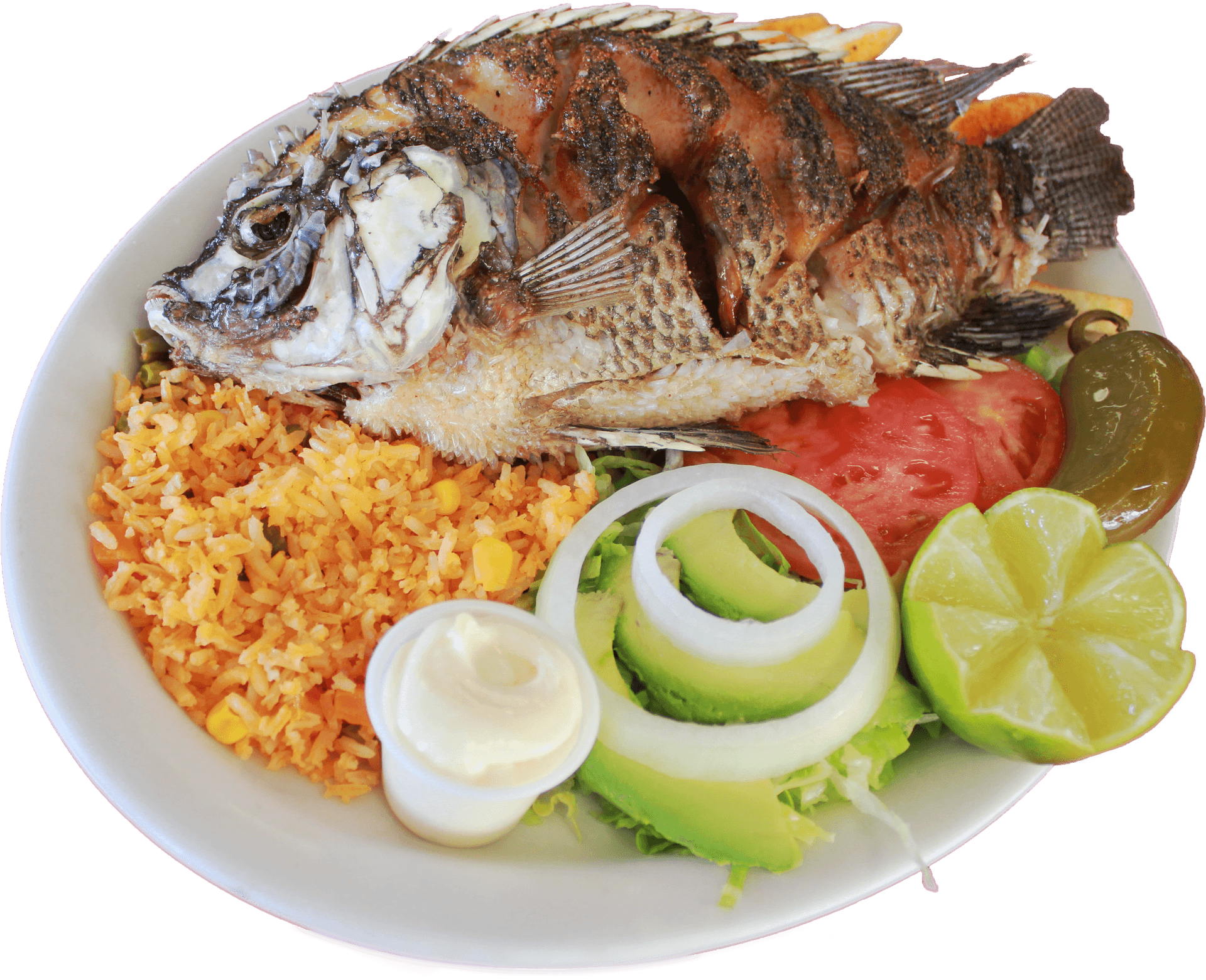 Grilled Fish With Riceand Salad PNG