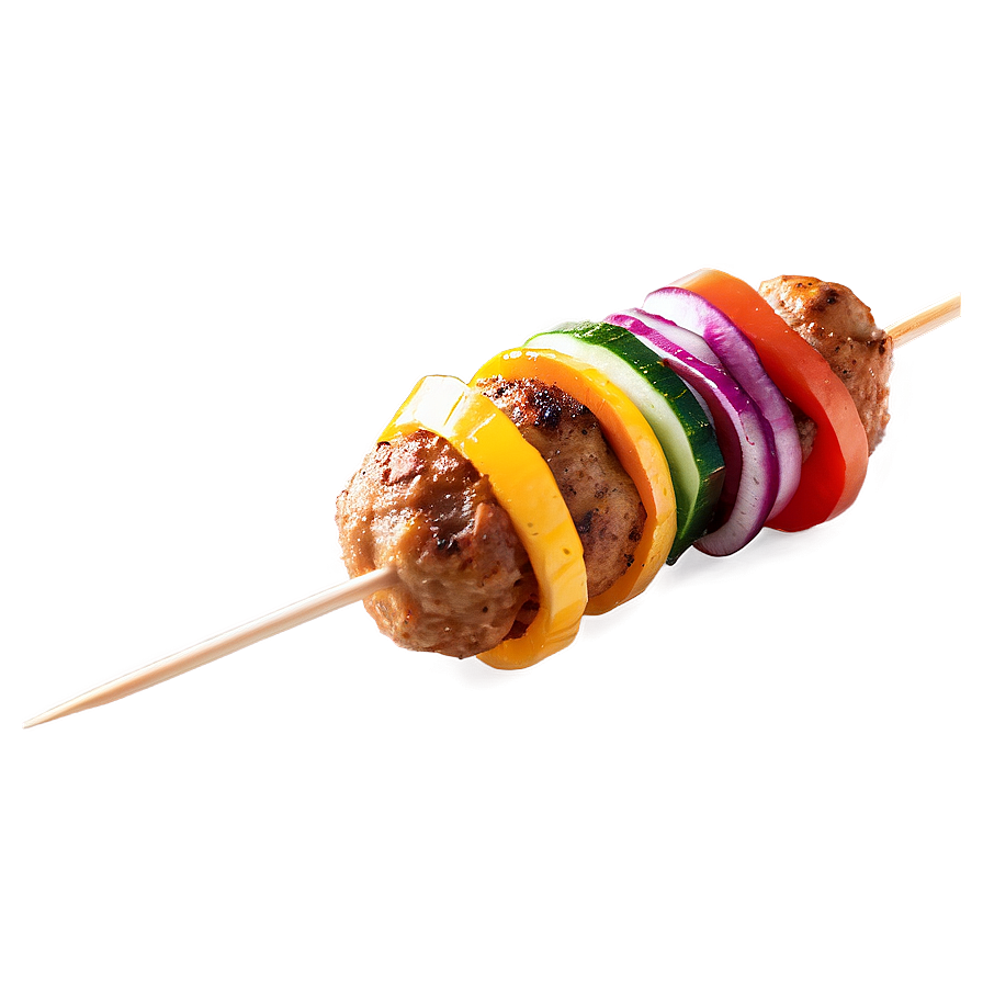 Grilled Meatballand Vegetable Skewer PNG