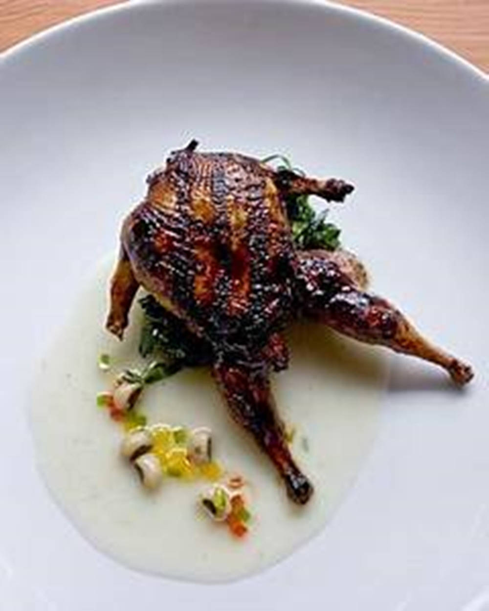 Delectable Grilled Quail with a Side of Mushrooms Wallpaper