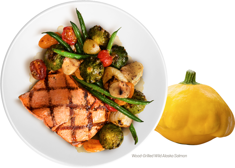 Grilled Salmon Vegetable Medley Dish PNG