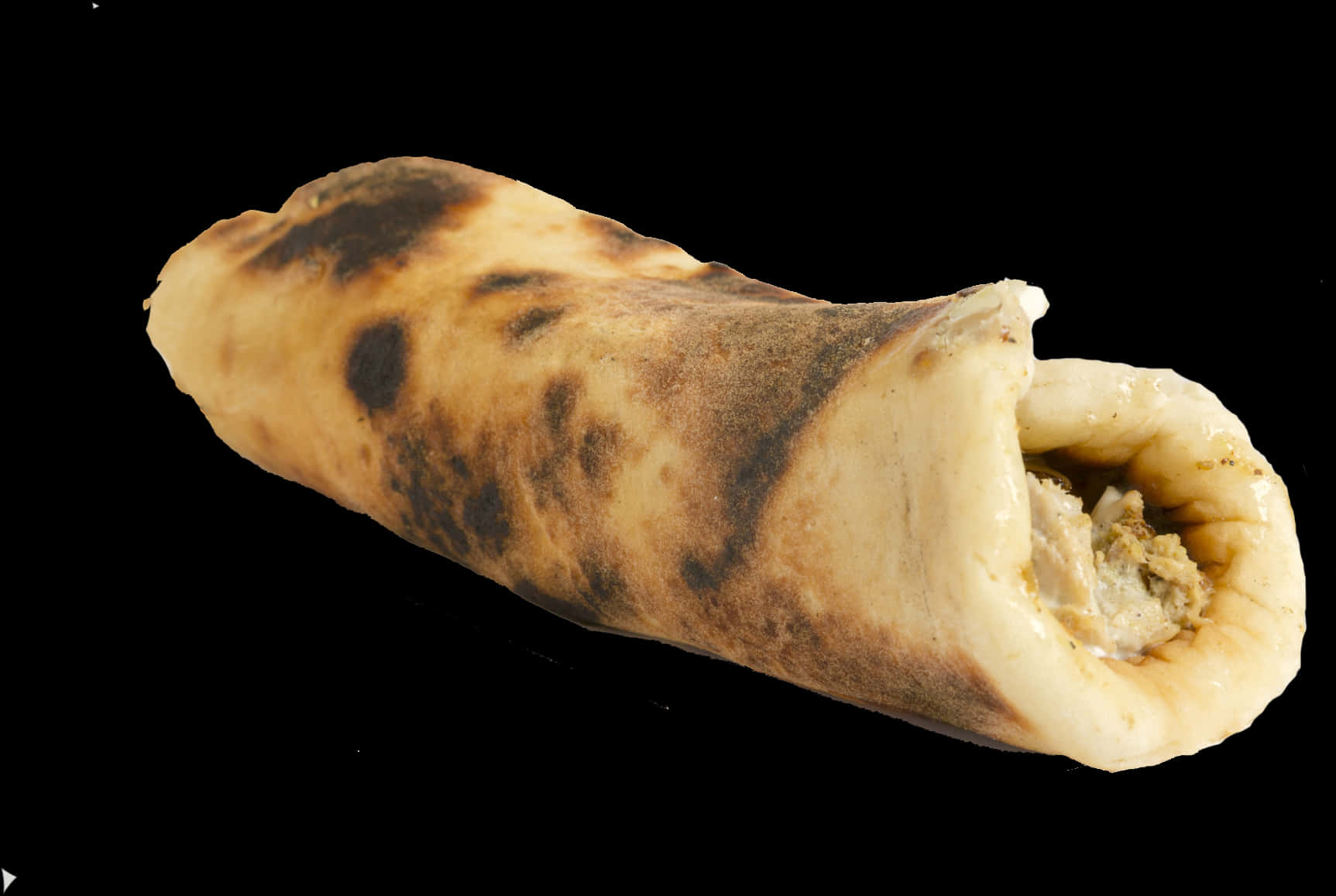 Grilled Shawarma Wrap Black Background PNG