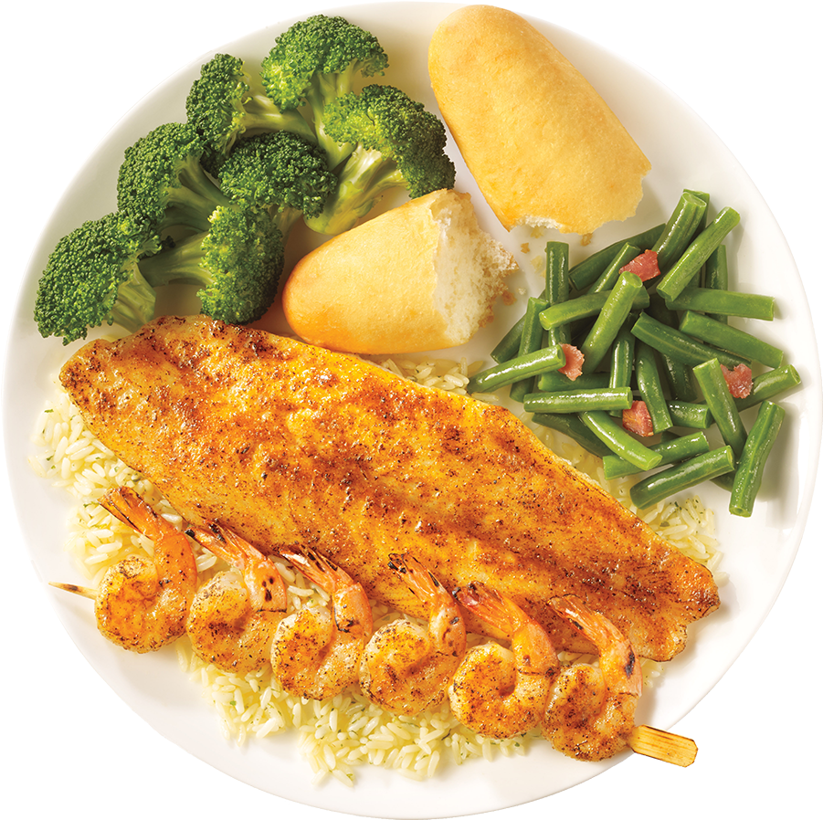 Grilled Shrimpand Fish Dinner Plate PNG