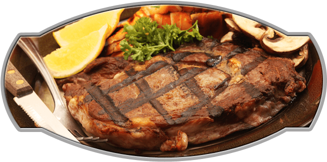 Grilled Steakwith Vegetablesand Citrus Garnish PNG