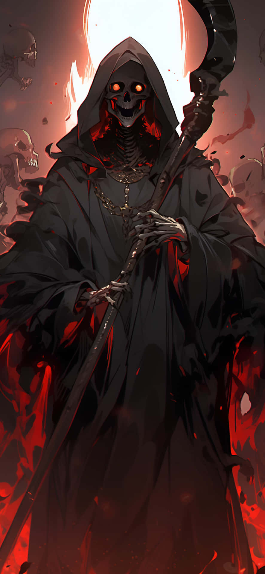 Grim Reaper In Flames_ Artwork Wallpaper