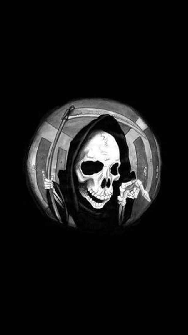 Grim Reaper In Oval Frame_ Dark Gothic Art.jpg Wallpaper