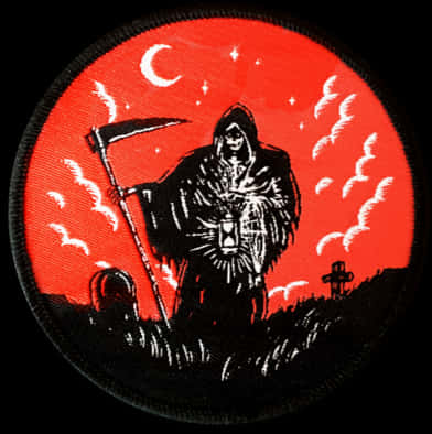 Grim Reaper Red Moon Patch PNG