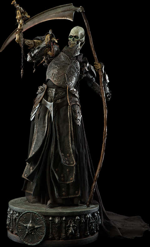 Grim Reaper Statue Dark Backdrop PNG